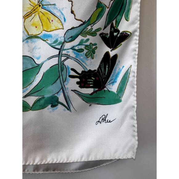 Ermenegildo Zegna for Patek Philippe Y2K Ivory and Green Floral Silk Scarf - Picture 5 of 7